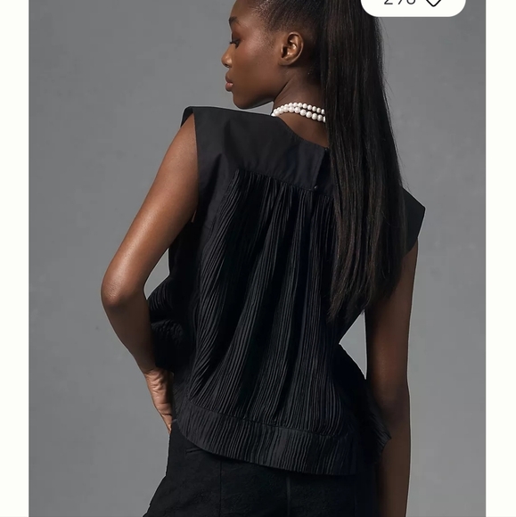 ANTHROPOLOGIE $CREW NECK PLISSE TOP - Picture 3 of 7